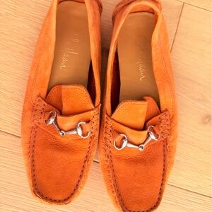 Cole Haan Vibrant Orange Suede Driving Loafers size 6
